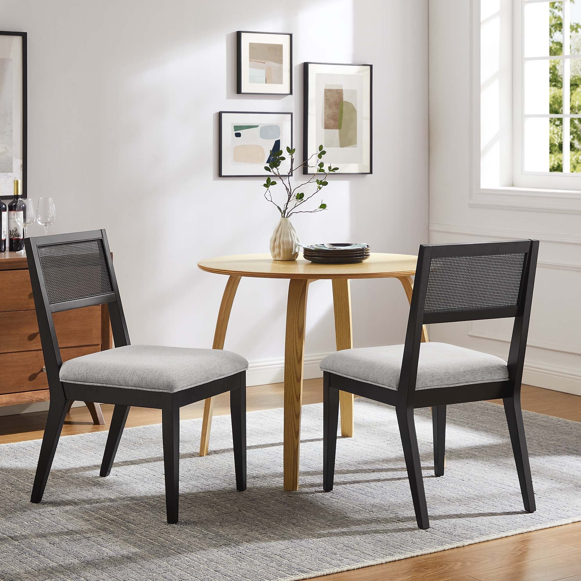 Nimba Faux Rattan Fabric Dining Chairs Set of 2 - Image 12