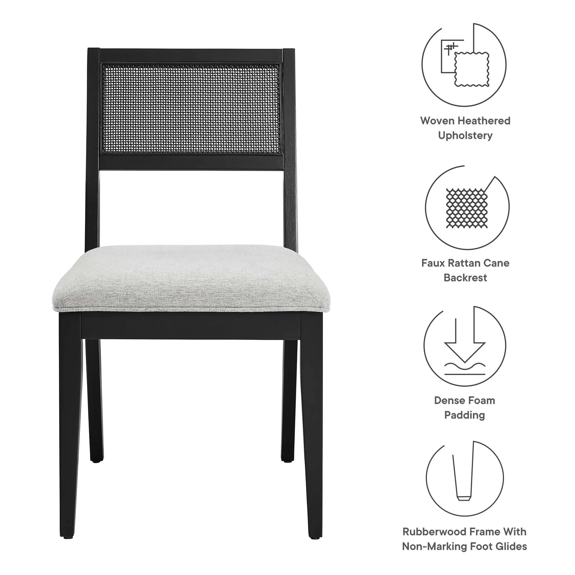Nimba Faux Rattan Fabric Dining Chairs Set of 2 - Image 19