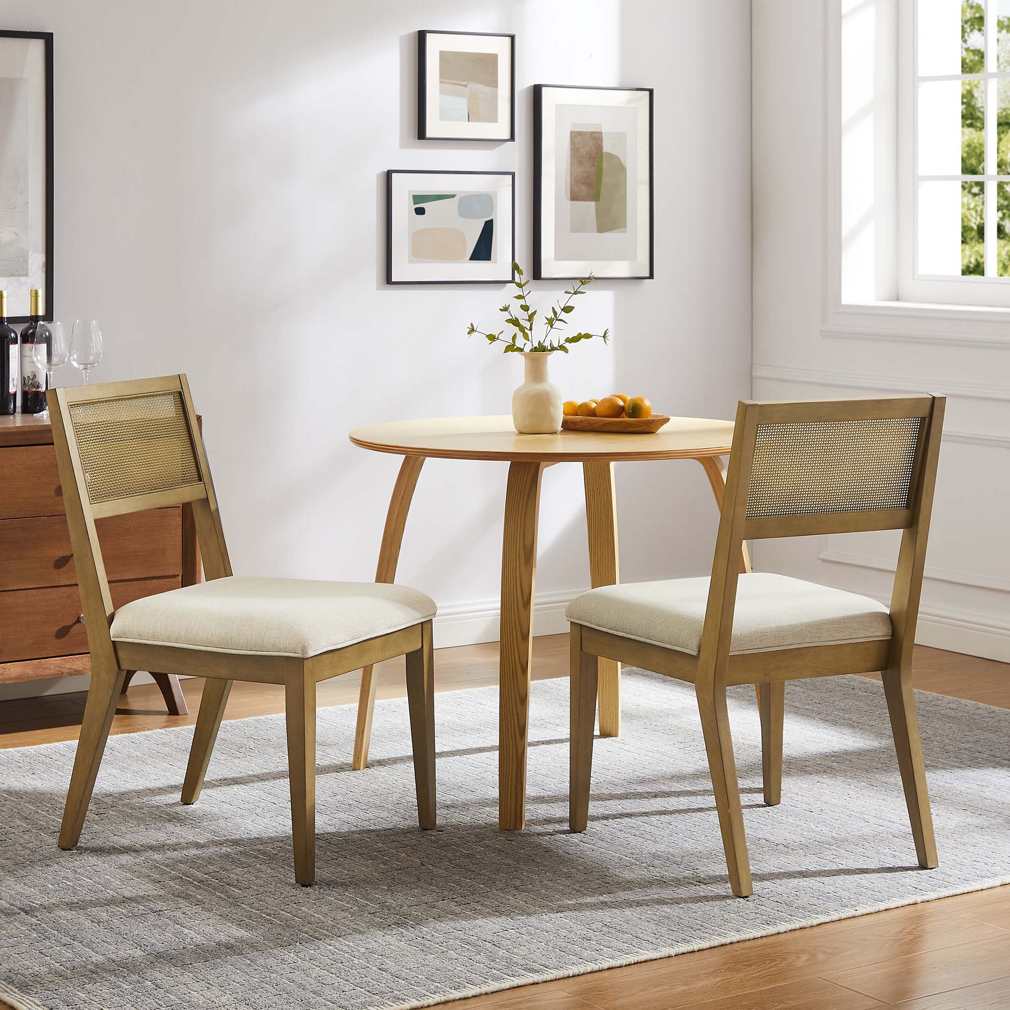 Nimba Faux Rattan Fabric Dining Chairs Set of 2 - Image 22