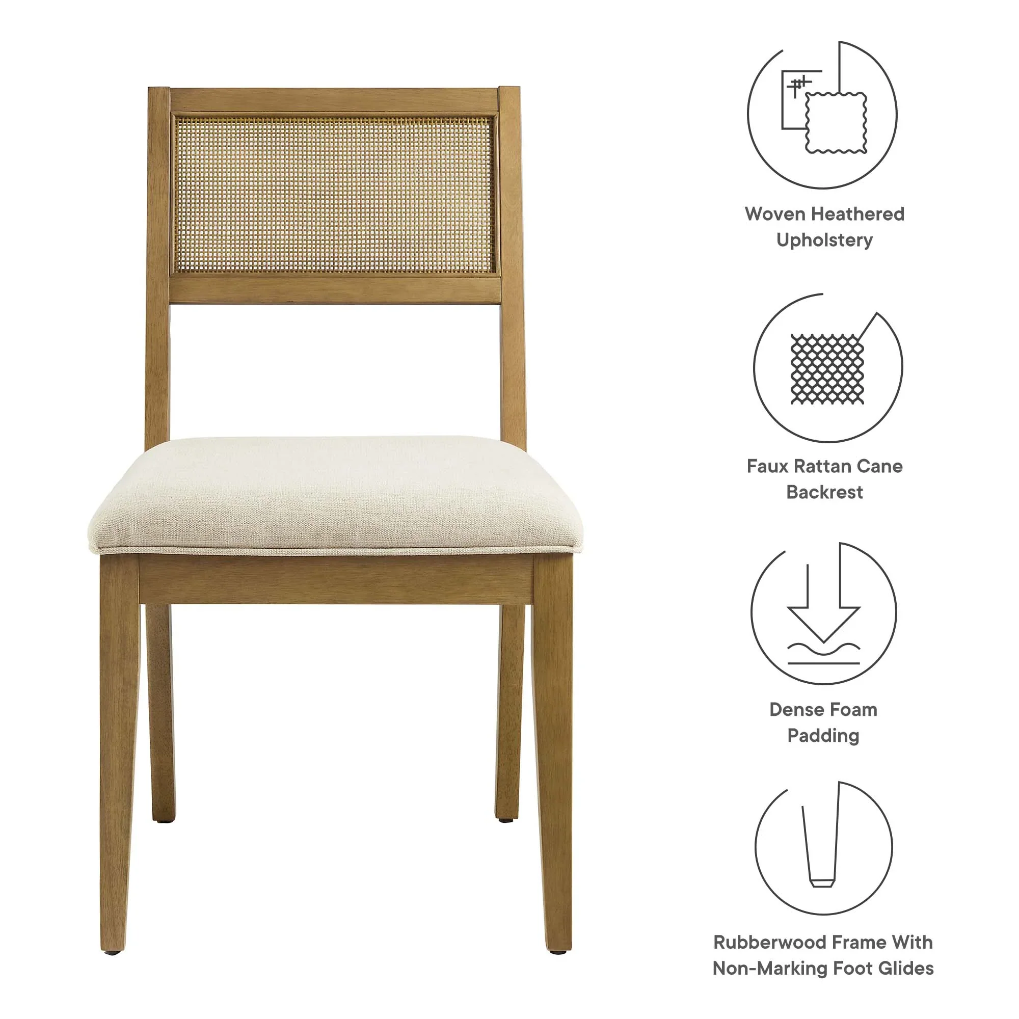 Nimba Faux Rattan Fabric Dining Chairs Set of 2 - Image 29