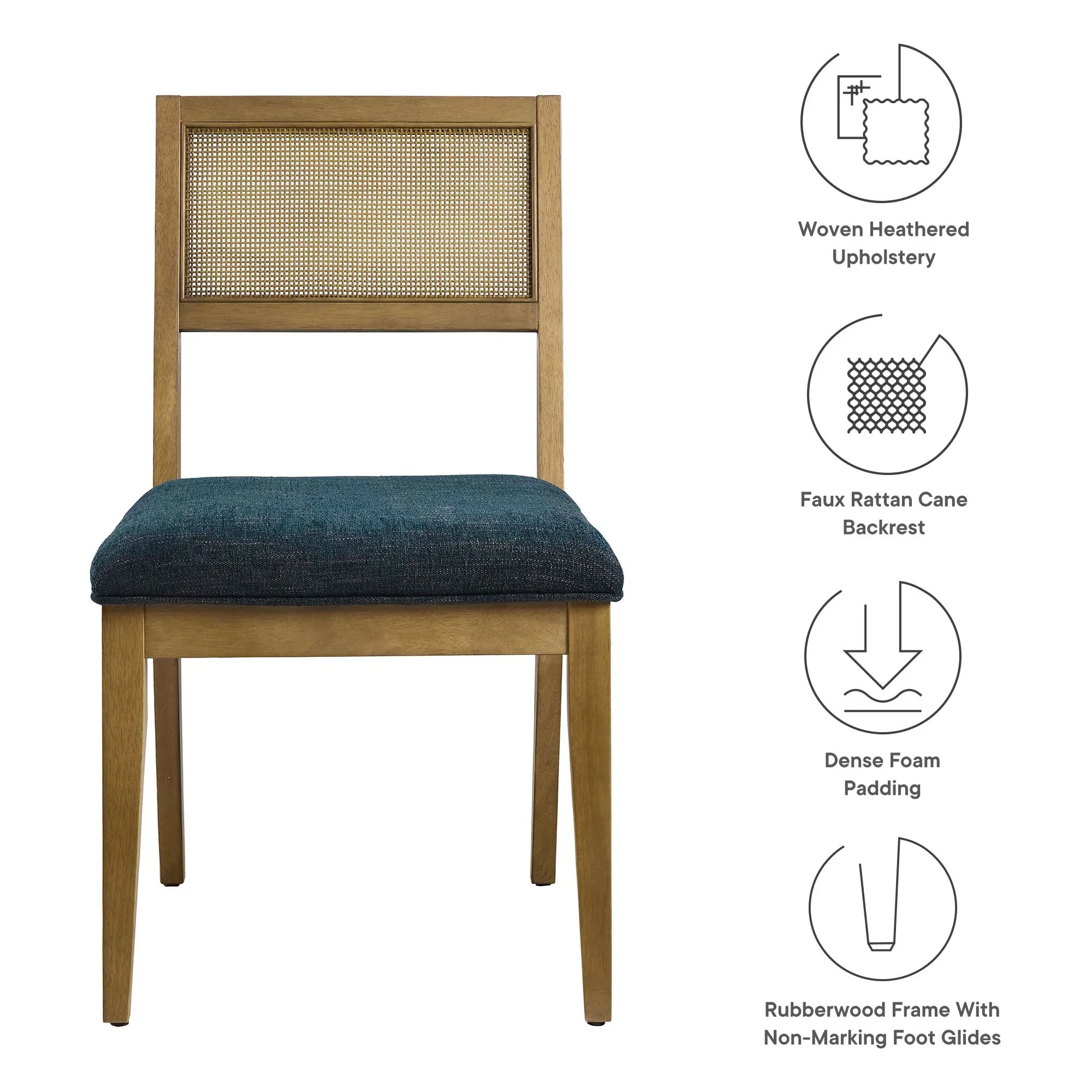 Nimba Faux Rattan Fabric Dining Chairs Set of 2 - Image 9