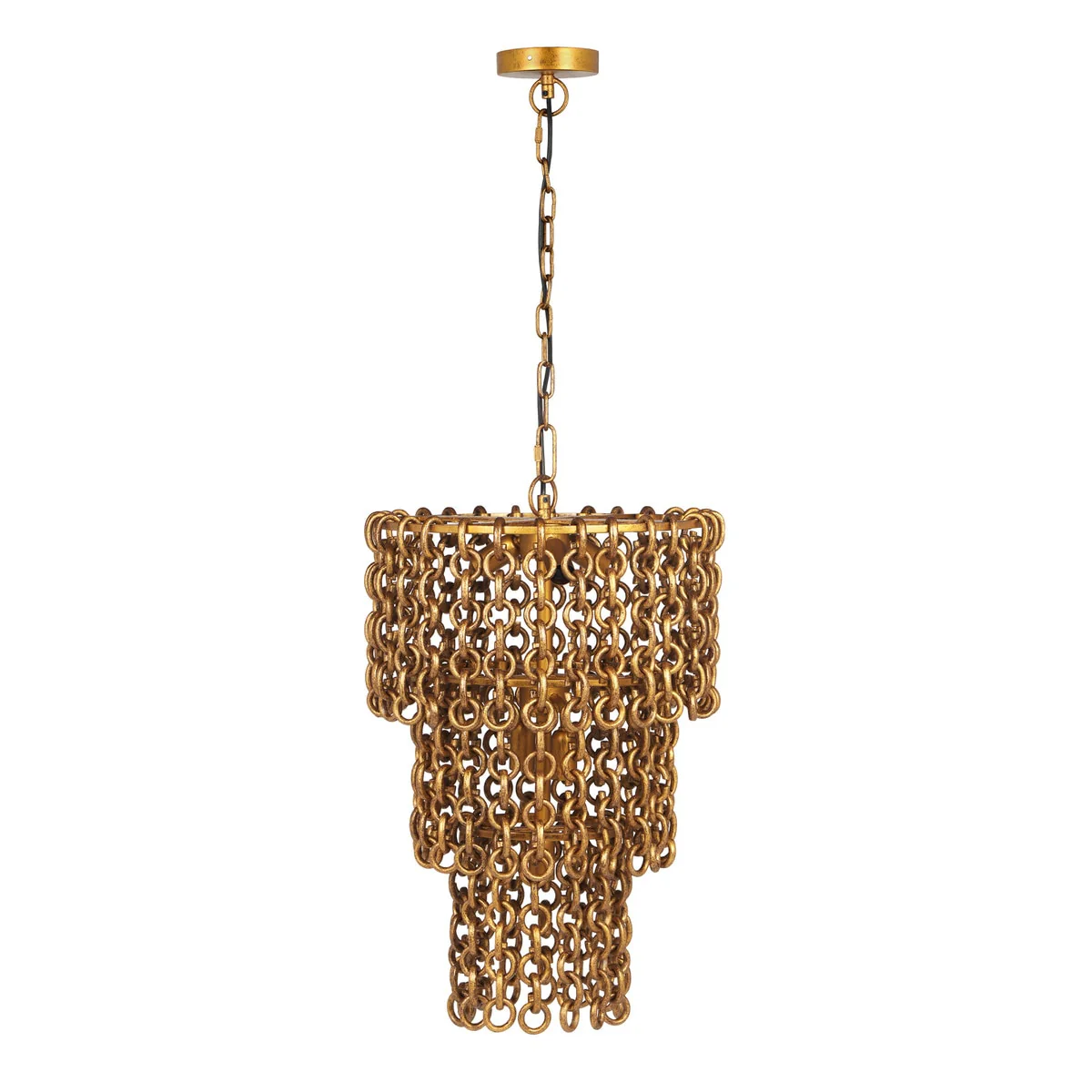 Nirsa Brass Chain Link 3-Tier Chandelier - Image 3