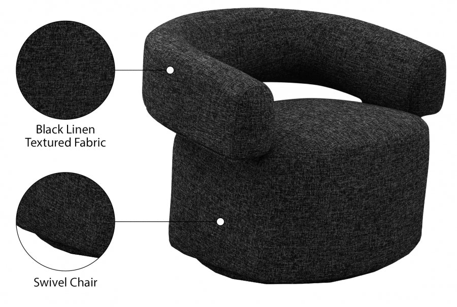 Niya Linen Textured Fabric Upholstered Swivel Accent Chair - Image 10
