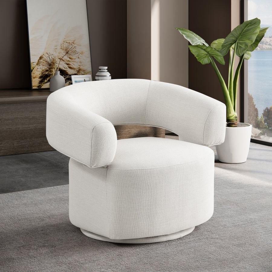 Niya Linen Textured Fabric Upholstered Swivel Accent Chair - Image 12