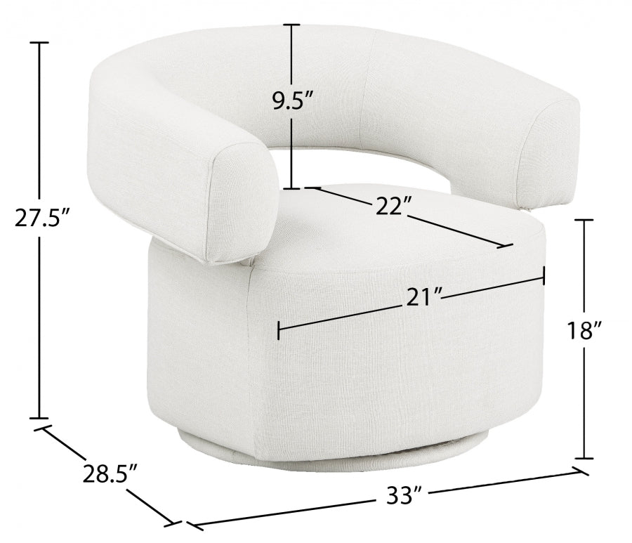 Niya Linen Textured Fabric Upholstered Swivel Accent Chair - Image 19