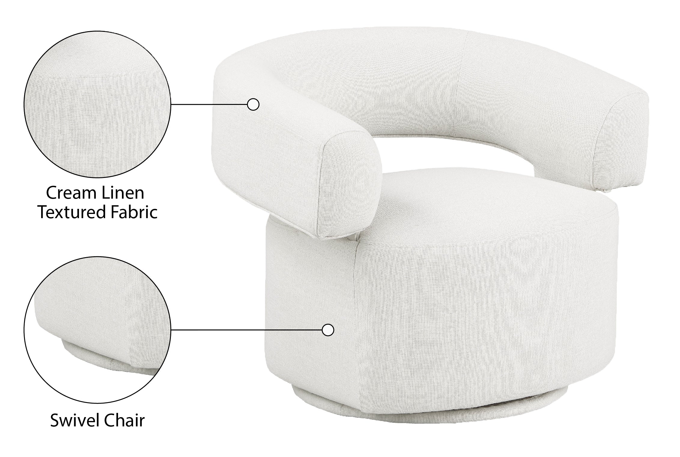 Niya Linen Textured Fabric Upholstered Swivel Accent Chair - Image 20