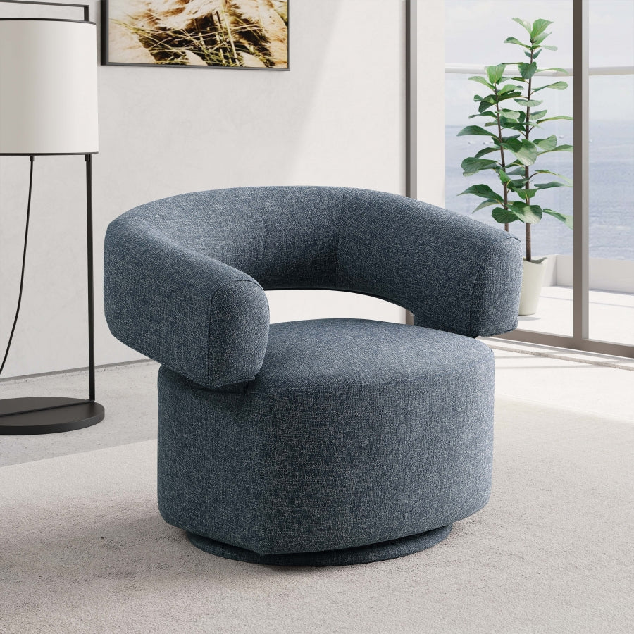 Niya Linen Textured Fabric Upholstered Swivel Accent Chair - Image 22