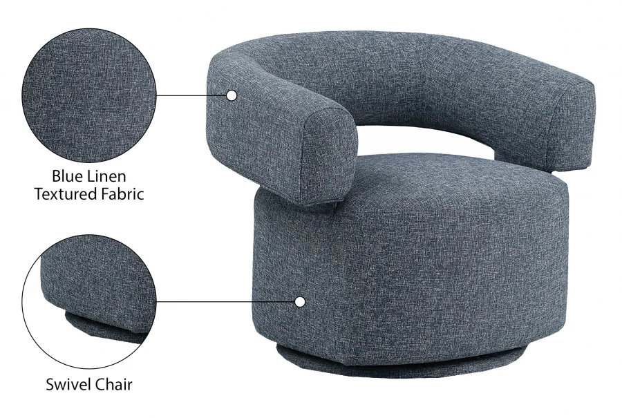 Niya Linen Textured Fabric Upholstered Swivel Accent Chair - Image 30