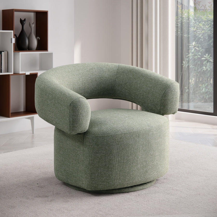 Niya Linen Textured Fabric Upholstered Swivel Accent Chair - Image 32