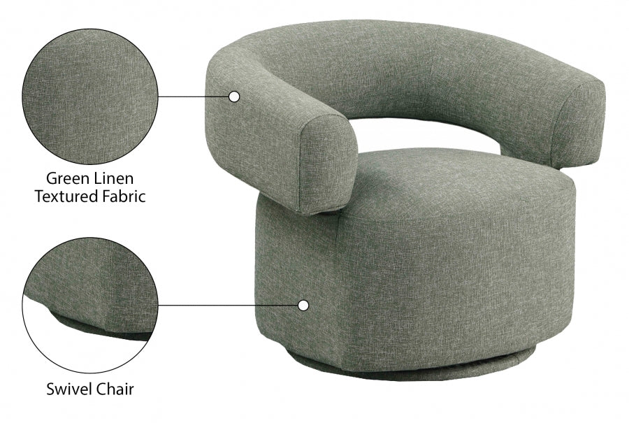 Niya Linen Textured Fabric Upholstered Swivel Accent Chair - Image 40