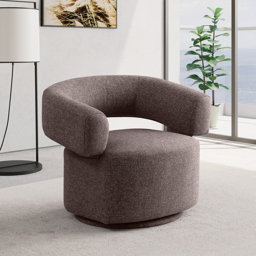 Niya Linen Textured Fabric Upholstered Swivel Accent Chair - Image 42