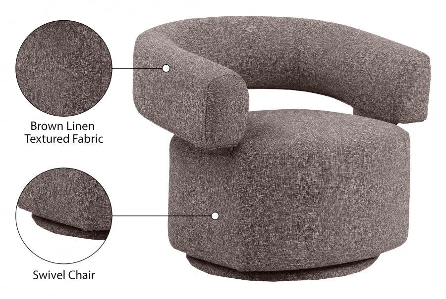Niya Linen Textured Fabric Upholstered Swivel Accent Chair - Image 49