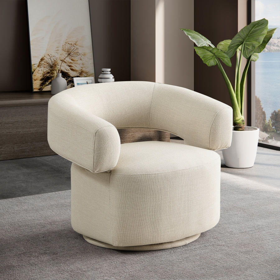 Niya Linen Textured Fabric Upholstered Swivel Accent Chair - Image 51