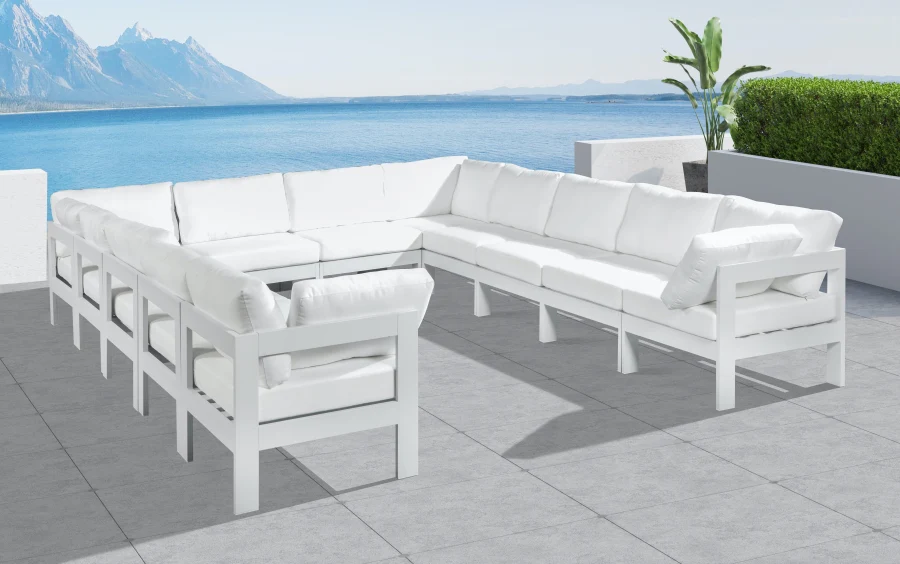 Nizuc 120" Water Resistant Fabric Upholstered Outdoor Patio 12pc. Modular Sectional - Image 10