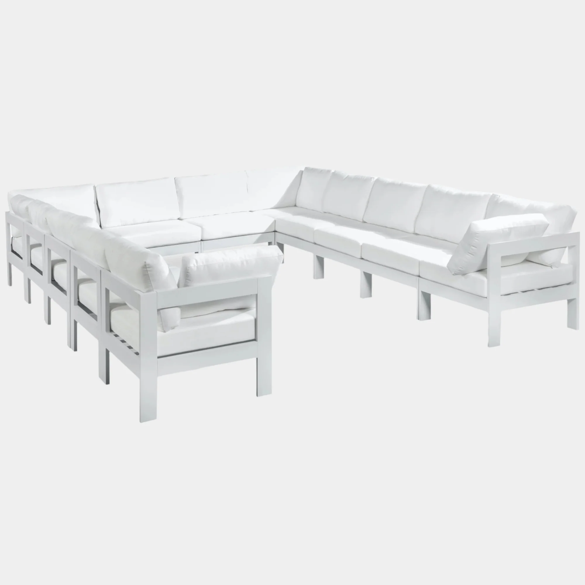 Nizuc 120" Water Resistant Fabric Upholstered Outdoor Patio 12pc. Modular Sectional - Image 9