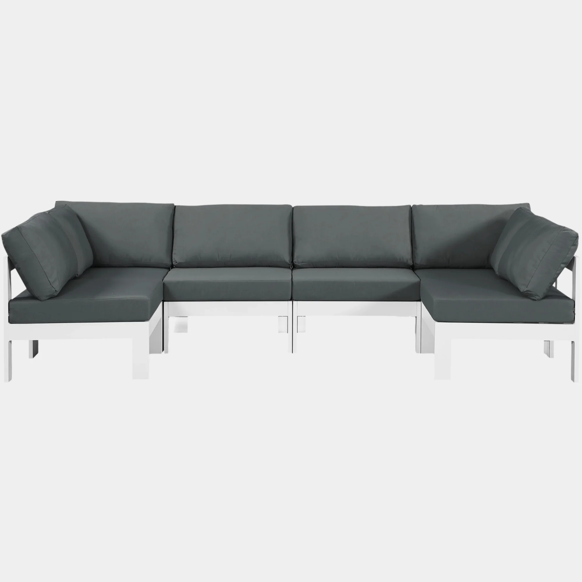 Nizuc 120" Water Resistant Fabric Upholstered Outdoor Patio 6pc. Modular Sectional
