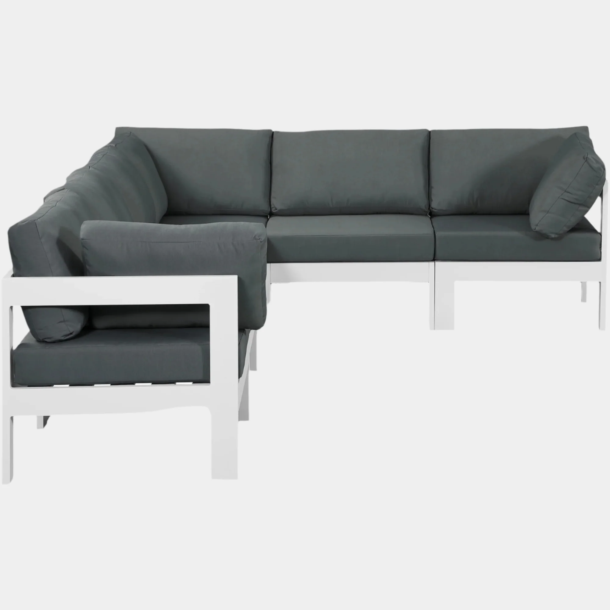 Nizuc 120" Water Resistant Fabric Upholstered Outdoor Patio 6pc. Modular Sectional