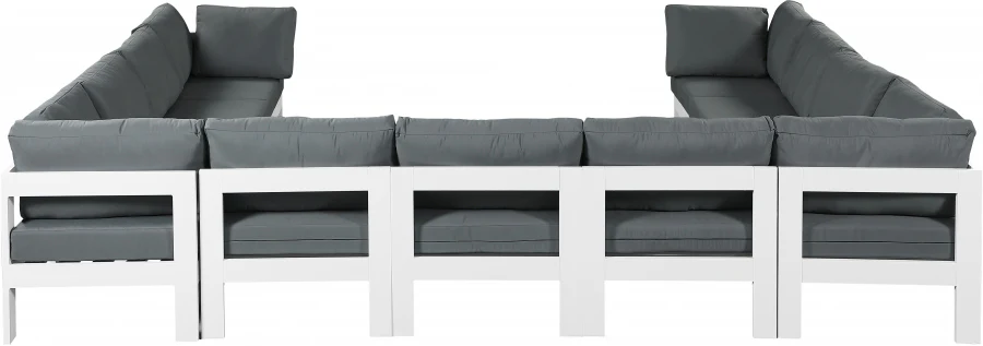 Nizuc 150" Water Resistant Fabric Upholstered Outdoor Patio 11pc. Modular Sectional - Image 3