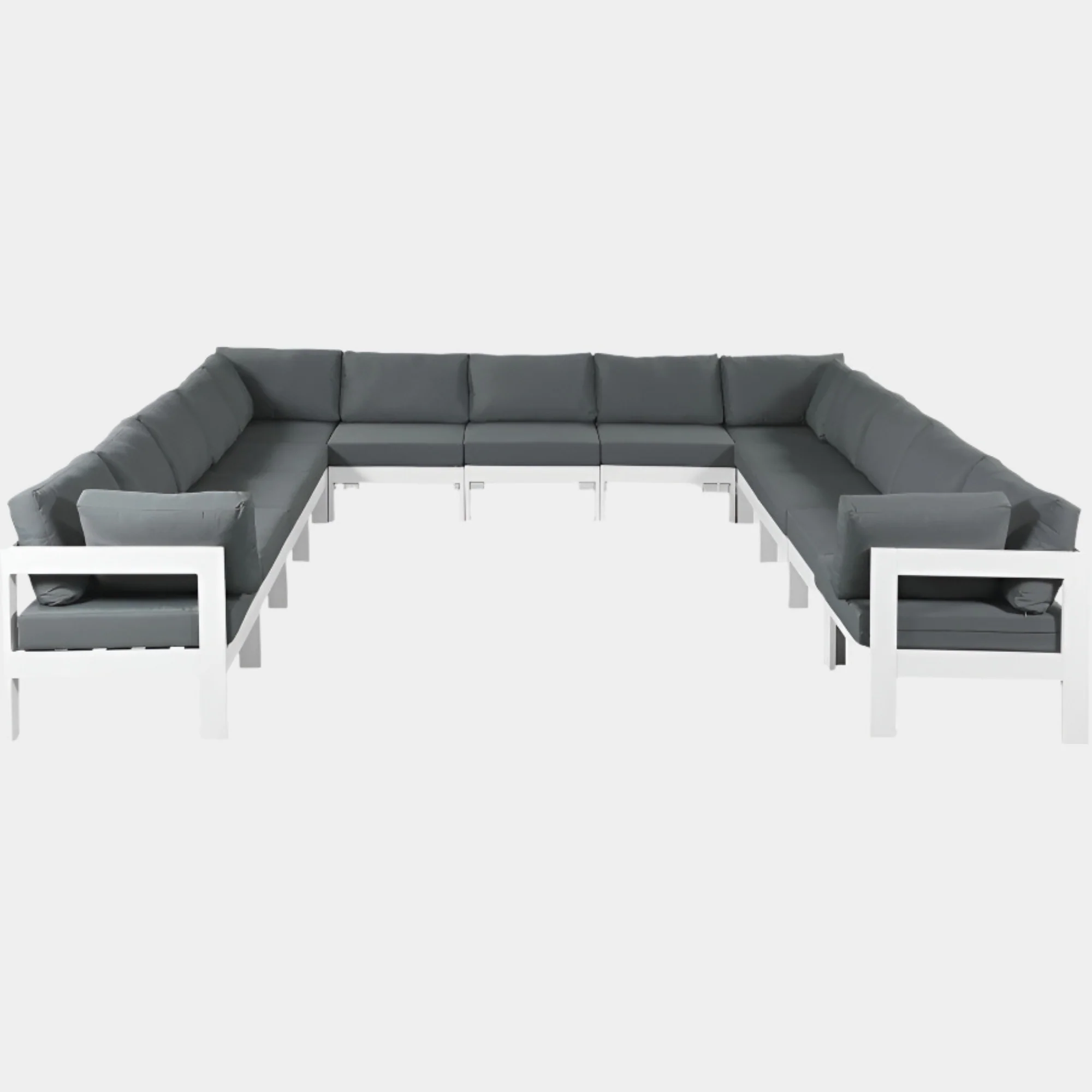 Nizuc 150" Water Resistant Fabric Upholstered Outdoor Patio 13pc. Modular Sectional