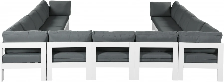 Nizuc 150" Water Resistant Fabric Upholstered Outdoor Patio 13pc. Modular Sectional - Image 3