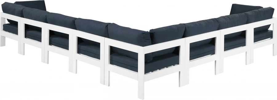 Nizuc 150" Water Resistant Fabric Upholstered Outdoor Patio 8pc. Modular Sectional - Image 20