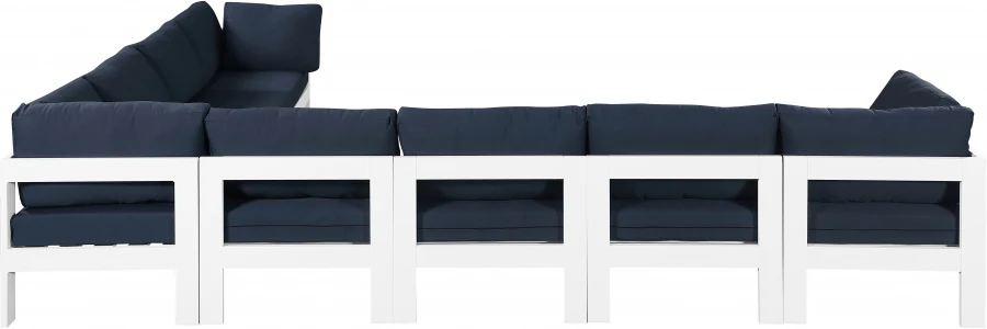 Nizuc 150" Water Resistant Fabric Upholstered Outdoor Patio 8pc. Modular Sectional - Image 21