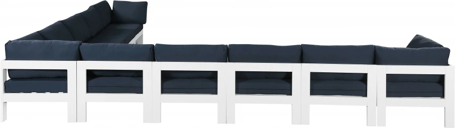 Nizuc 180" Water Resistant Fabric Upholstered Outdoor Patio 10pc. Modular Sectional - Image 20