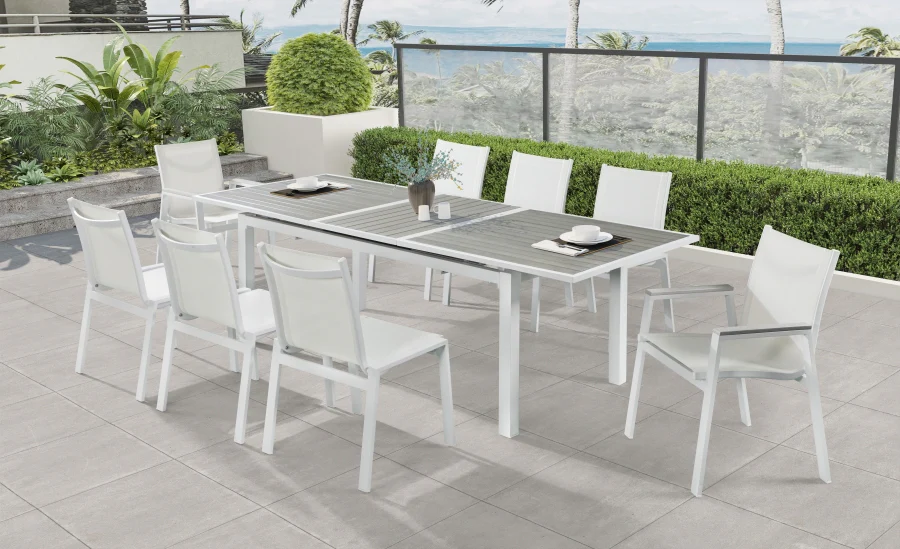 Nizuc 77" Aluminum Outdoor Patio Extendable Dining Table - Image 2