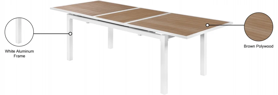 Nizuc 77" Aluminum Outdoor Patio Extendable Dining Table - Image 12