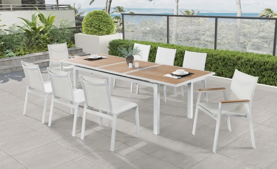 Nizuc 77" Aluminum Outdoor Patio Extendable Dining Table - Image 2