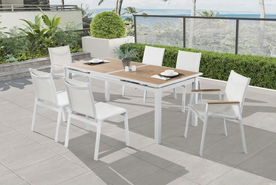 Nizuc 77" Aluminum Outdoor Patio Extendable Dining Table - Image 4