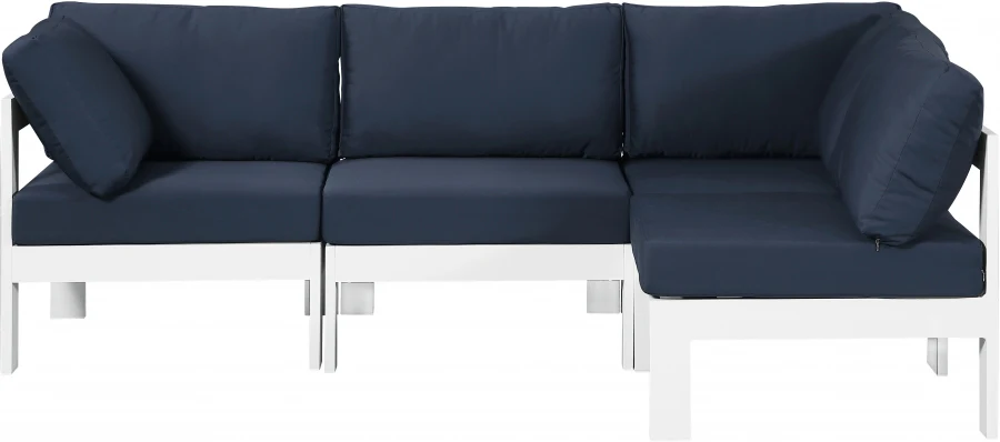 Nizuc 90" Water Resistant Fabric Upholstered Outdoor Patio 4pc. Modular Sectional - Image 27