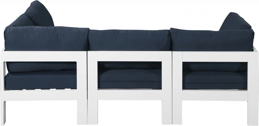 Nizuc 90" Water Resistant Fabric Upholstered Outdoor Patio 4pc. Modular Sectional - Image 31