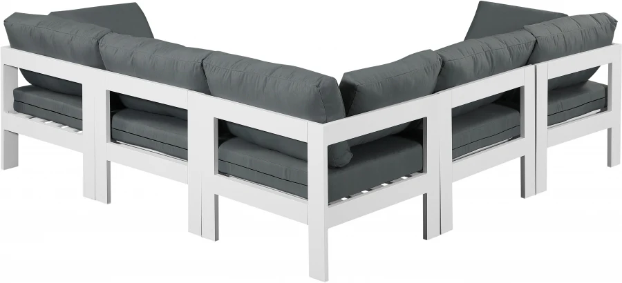 Nizuc 90" Water Resistant Fabric Upholstered Outdoor Patio 5pc. Modular Sectional - Image 3
