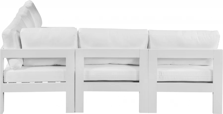 Nizuc 90" Water Resistant Fabric Upholstered Outdoor Patio 5pc. Modular Sectional - Image 12