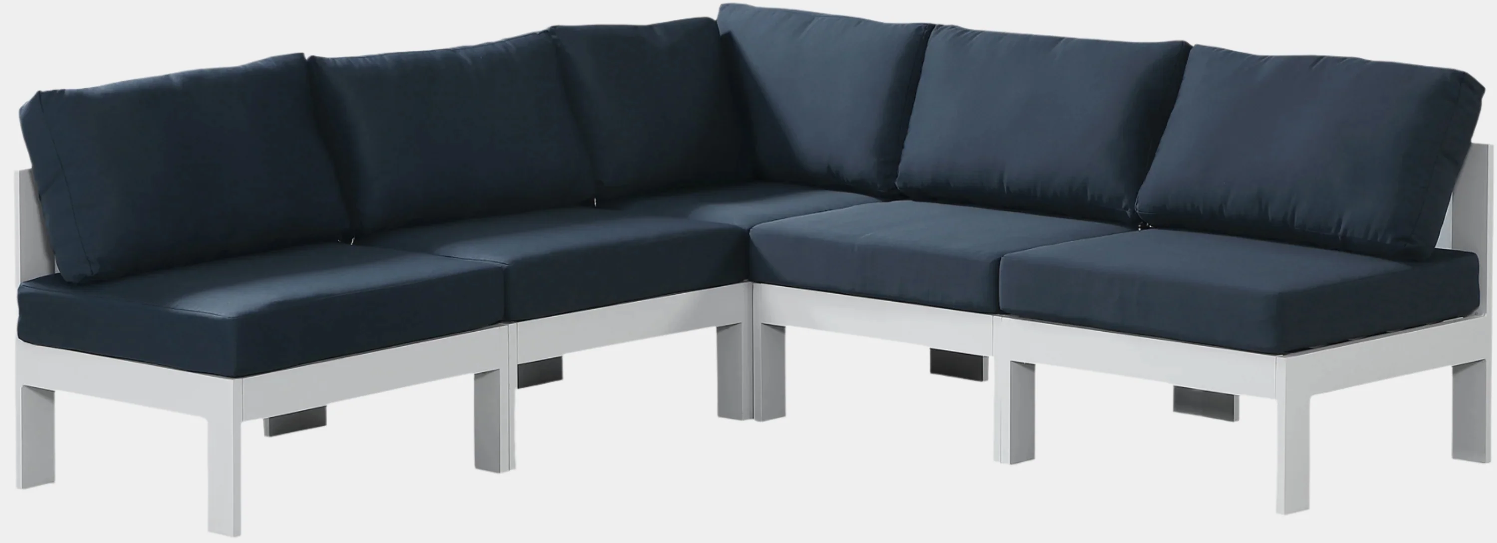 Nizuc 90" Water Resistant Fabric Upholstered Outdoor Patio 5pc. Modular Sectional - Image 18
