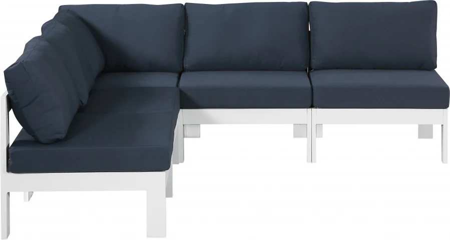 Nizuc 90" Water Resistant Fabric Upholstered Outdoor Patio 5pc. Modular Sectional - Image 22