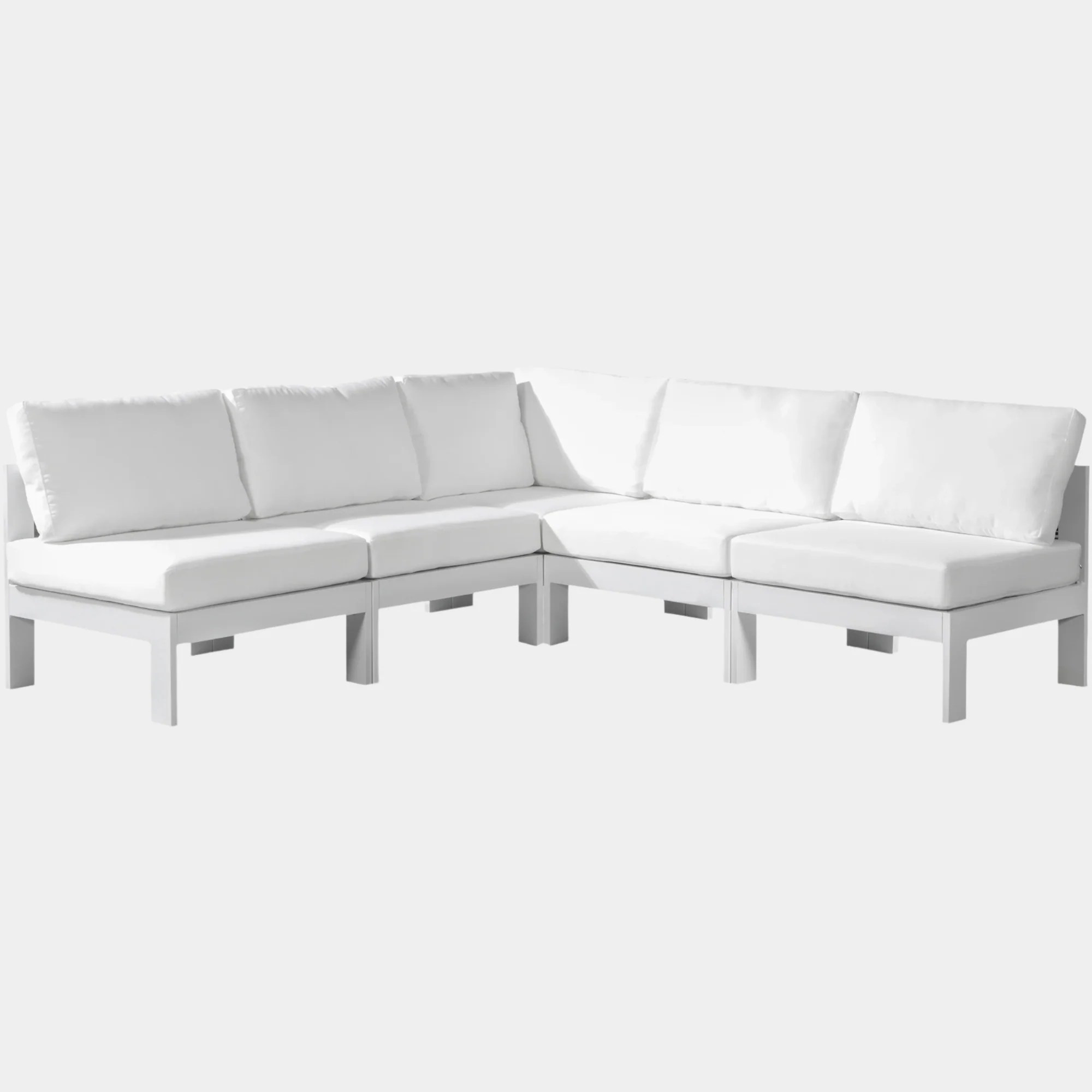 Nizuc 90" Water Resistant Fabric Upholstered Outdoor Patio 5pc. Modular Sectional - Image 9