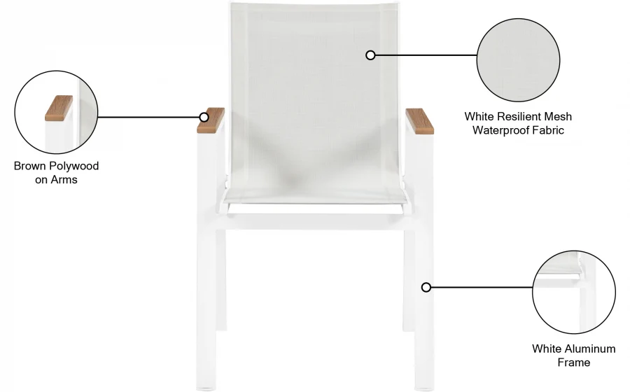 Nizuc Mesh Water Resistant Fabric Outdoor Patio Dining Arm Chair - Image 18