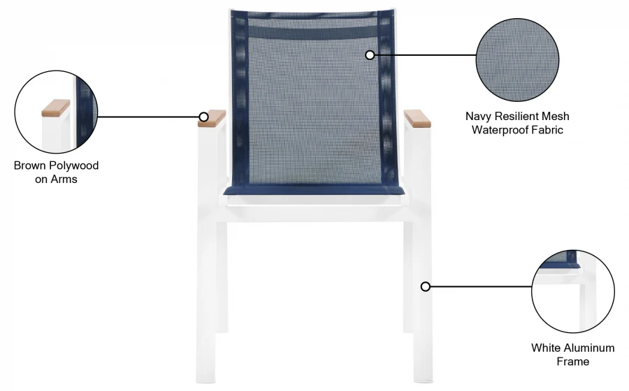 Nizuc Mesh Water Resistant Fabric Outdoor Patio Dining Arm Chair - Image 27