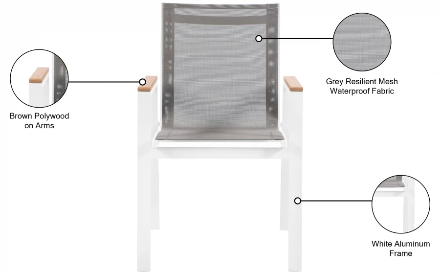 Nizuc Mesh Water Resistant Fabric Outdoor Patio Dining Arm Chair - Image 9