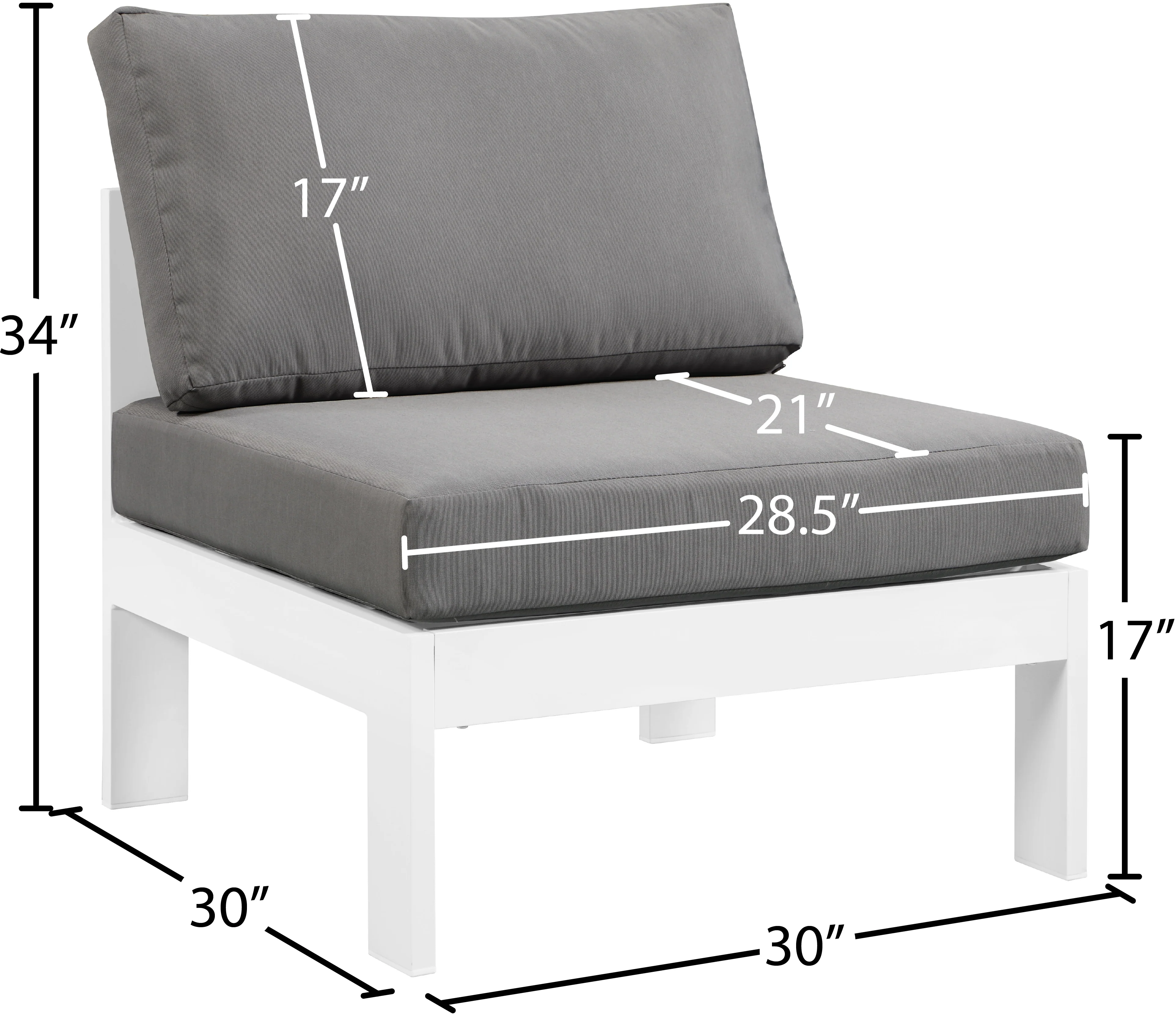 Nizuc Water Resistant Fabric Upholstered Outdoor Patio Modular Armless Chair - Image 15