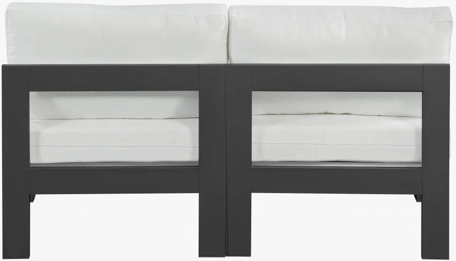 Nizuc Water Resistant Fabric Upholstered Outdoor Patio 2pc. Armless Modular Loveseat - Image 12