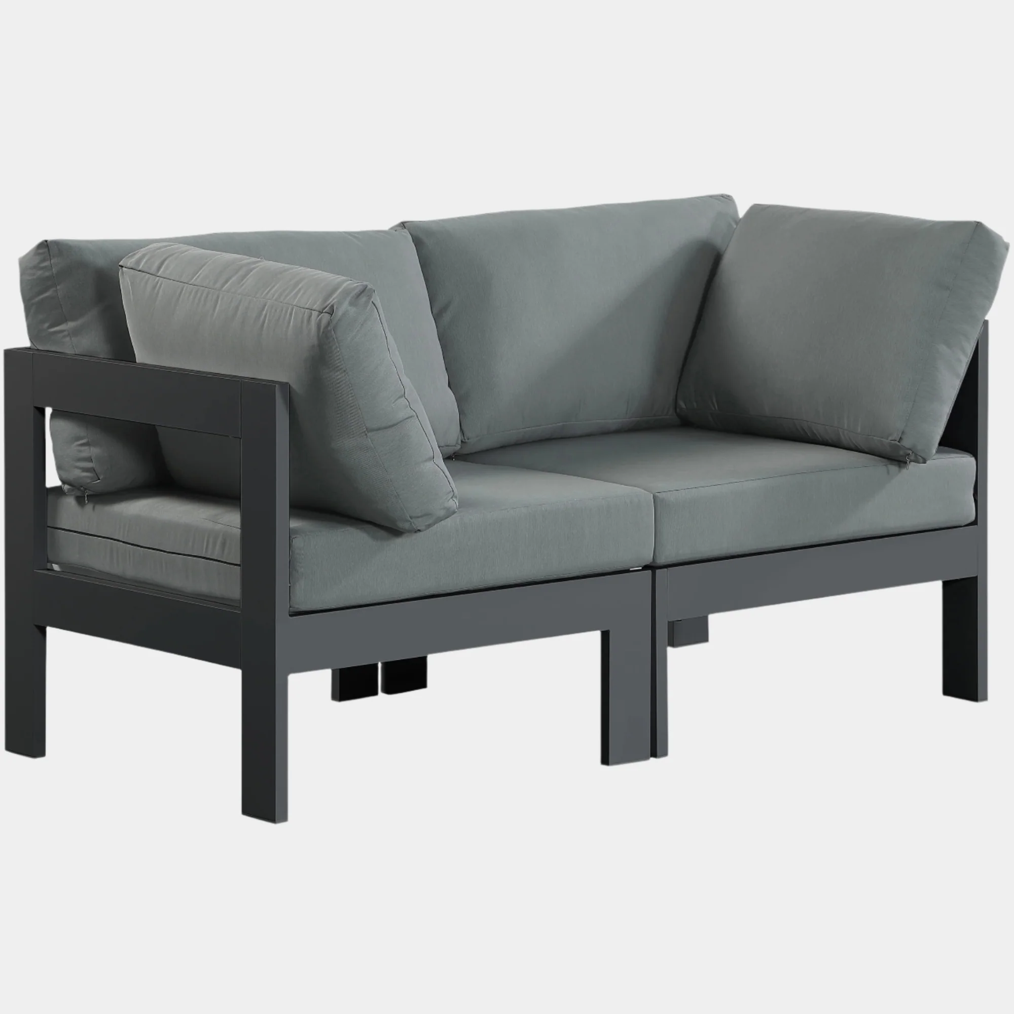 Nizuc Water Resistant Fabric Upholstered Outdoor Patio 2pc. Modular Loveseat