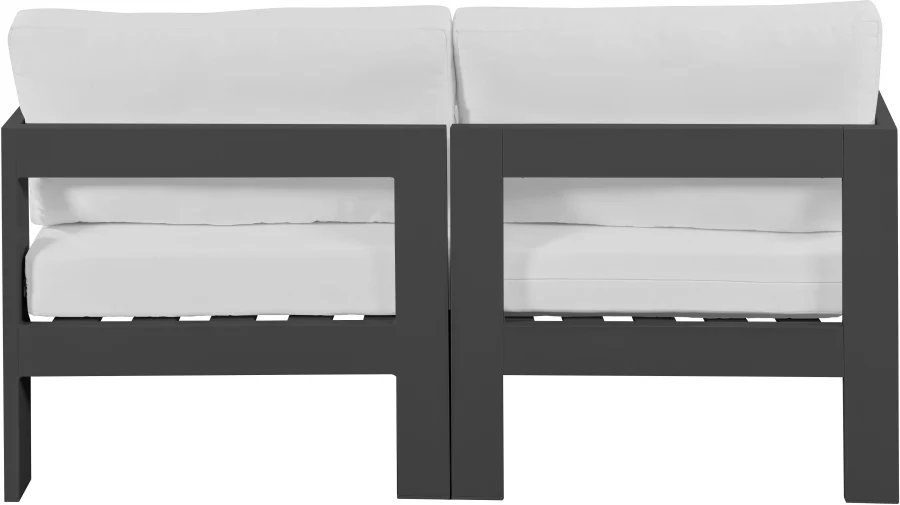Nizuc Water Resistant Fabric Upholstered Outdoor Patio 2pc. Modular Loveseat - Image 11