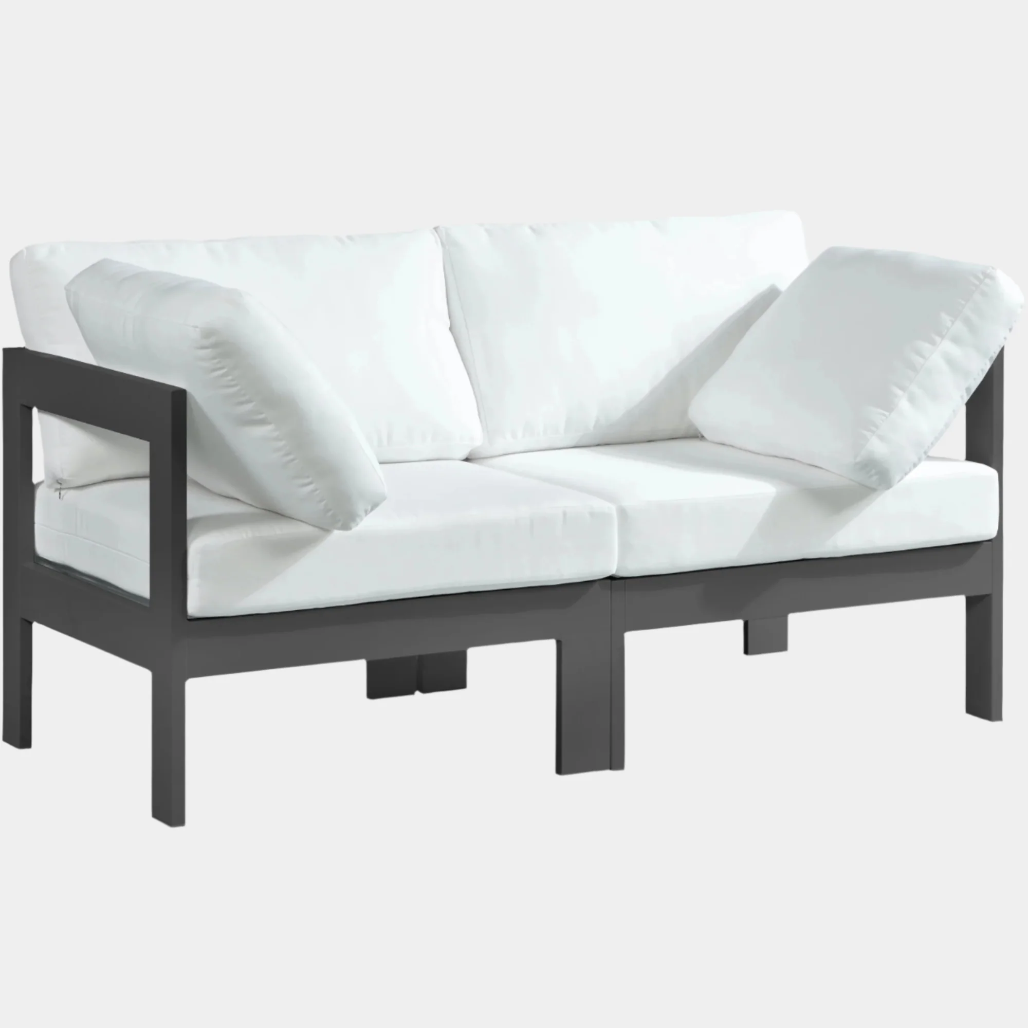 Nizuc Water Resistant Fabric Upholstered Outdoor Patio 2pc. Modular Loveseat - Image 9