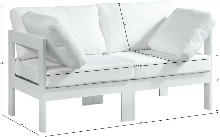 Nizuc Water Resistant Fabric Upholstered Outdoor Patio 2pc. Modular Loveseat - Image 17