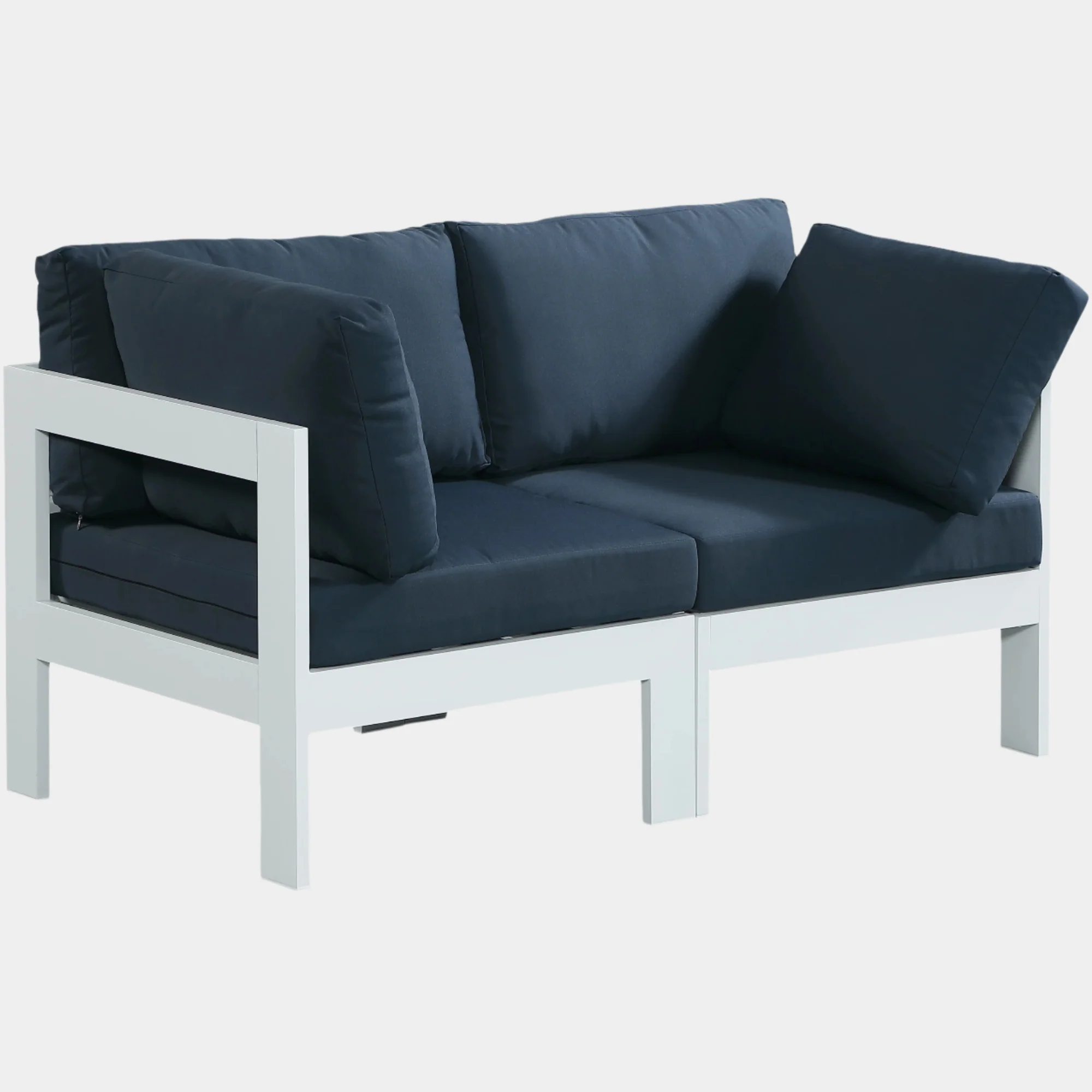 Nizuc Water Resistant Fabric Upholstered Outdoor Patio 2pc. Modular Loveseat - Image 19