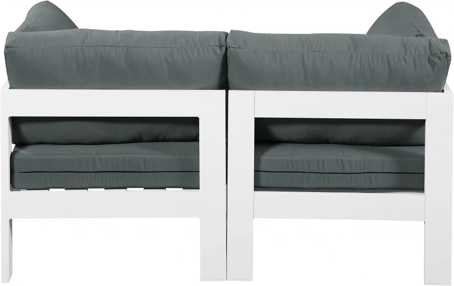 Nizuc Water Resistant Fabric Upholstered Outdoor Patio 2pc. Modular Loveseat - Image 3