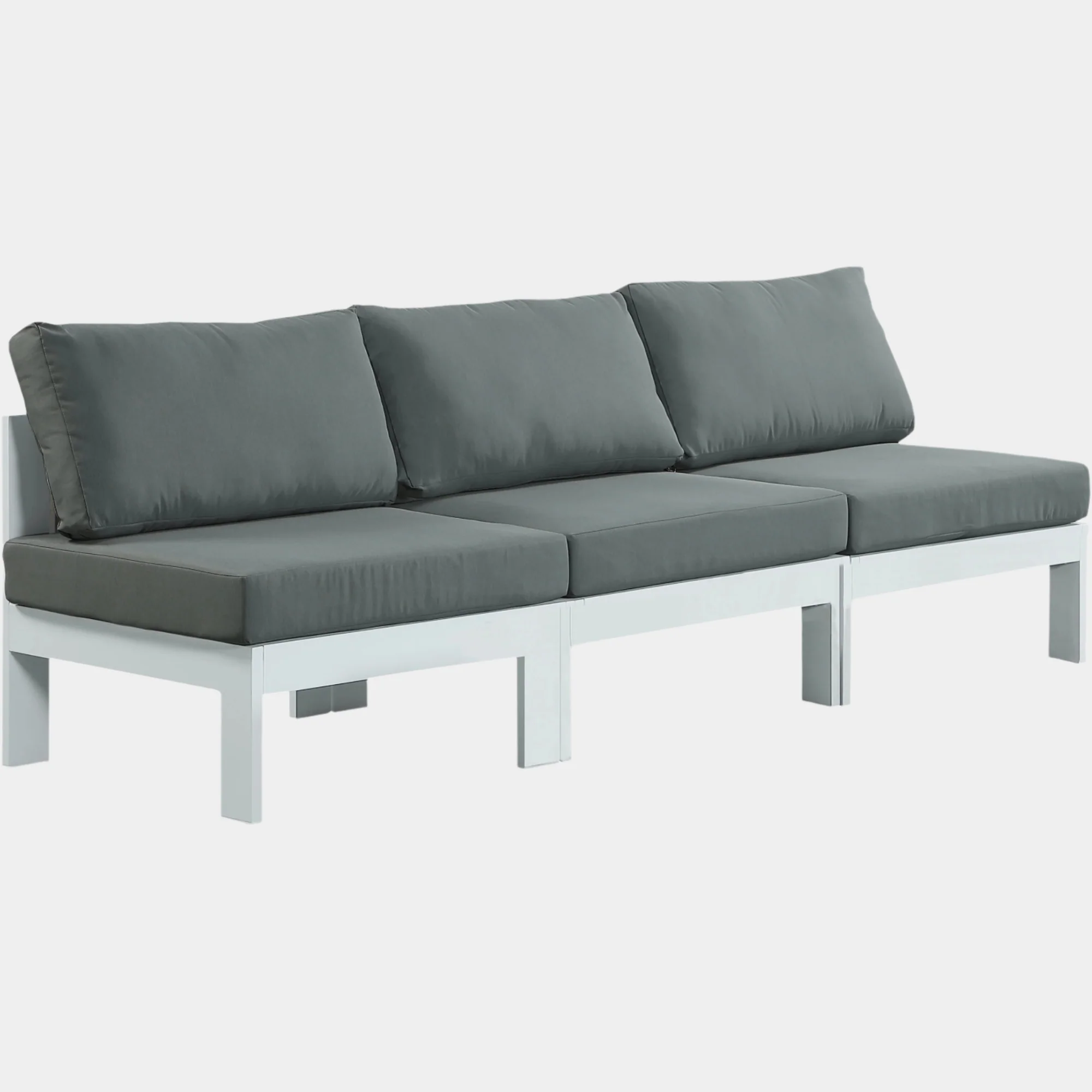 Nizuc Water Resistant Fabric Upholstered Outdoor Patio 3pc. Armless Modular Sofa